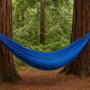 Blue Woven Hammock with Straps & Carabiners – Outdoor Patio‎ Camping Swing